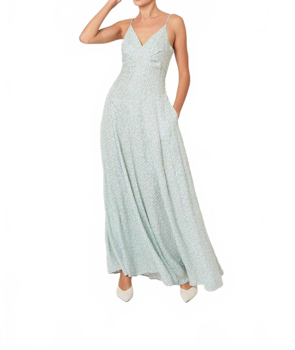 NEW ROSIE ASSOULIN cami maxi dress in blue/green